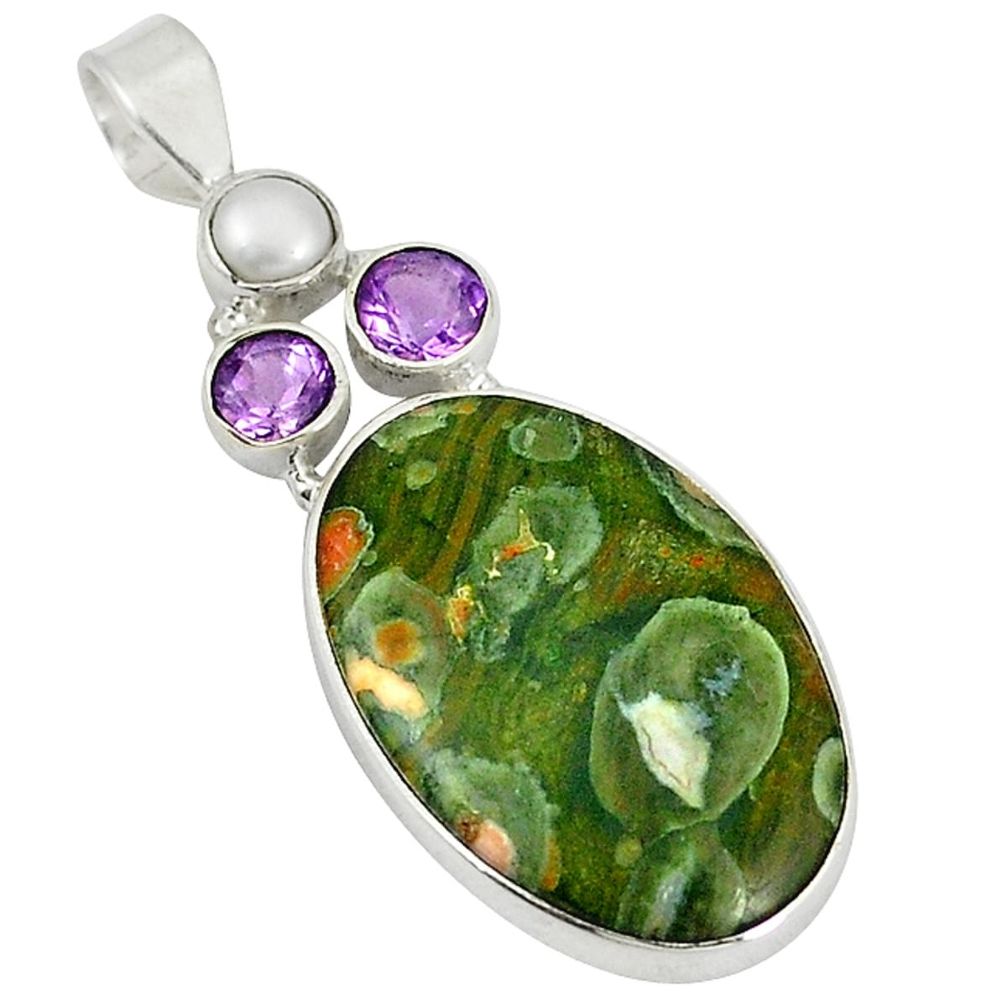 e jasper amethyst pearl 925 silver pendant d5730