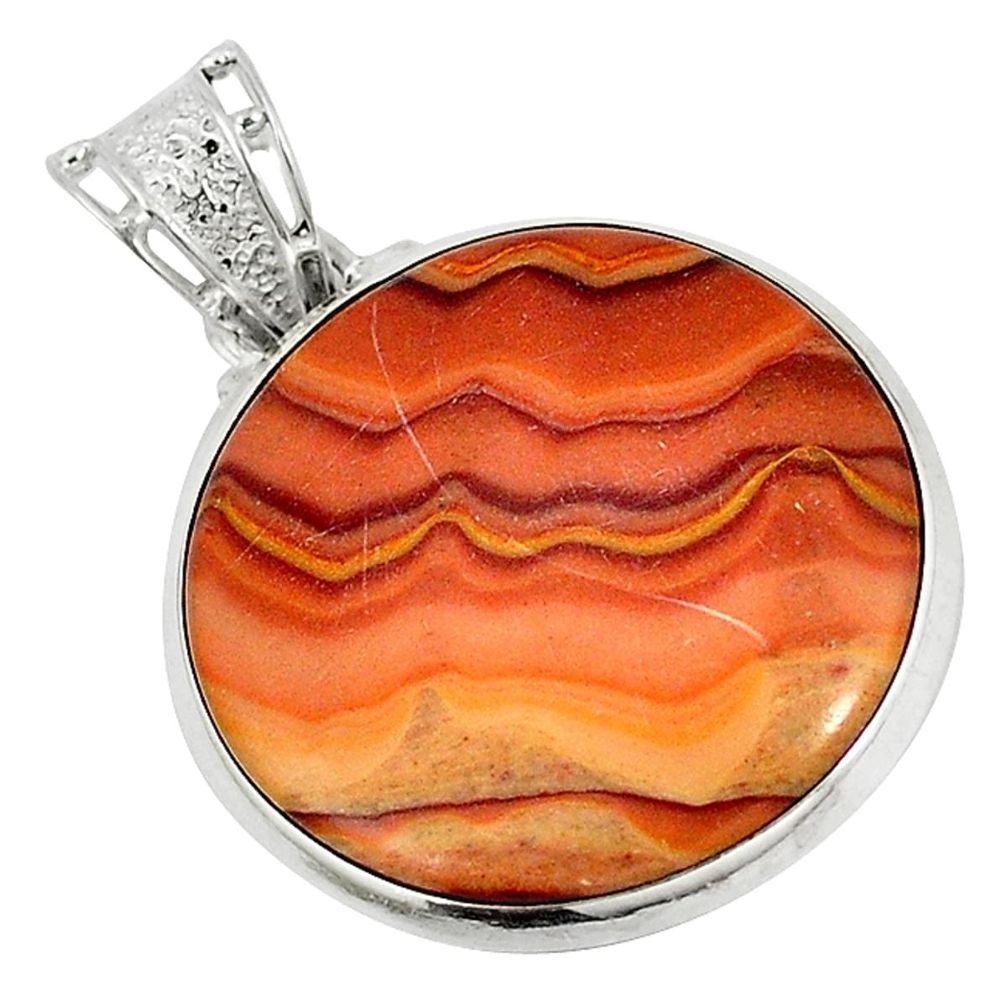 Natural brown wave rolling hills dolomite 925 silver pendant jewelry d5736