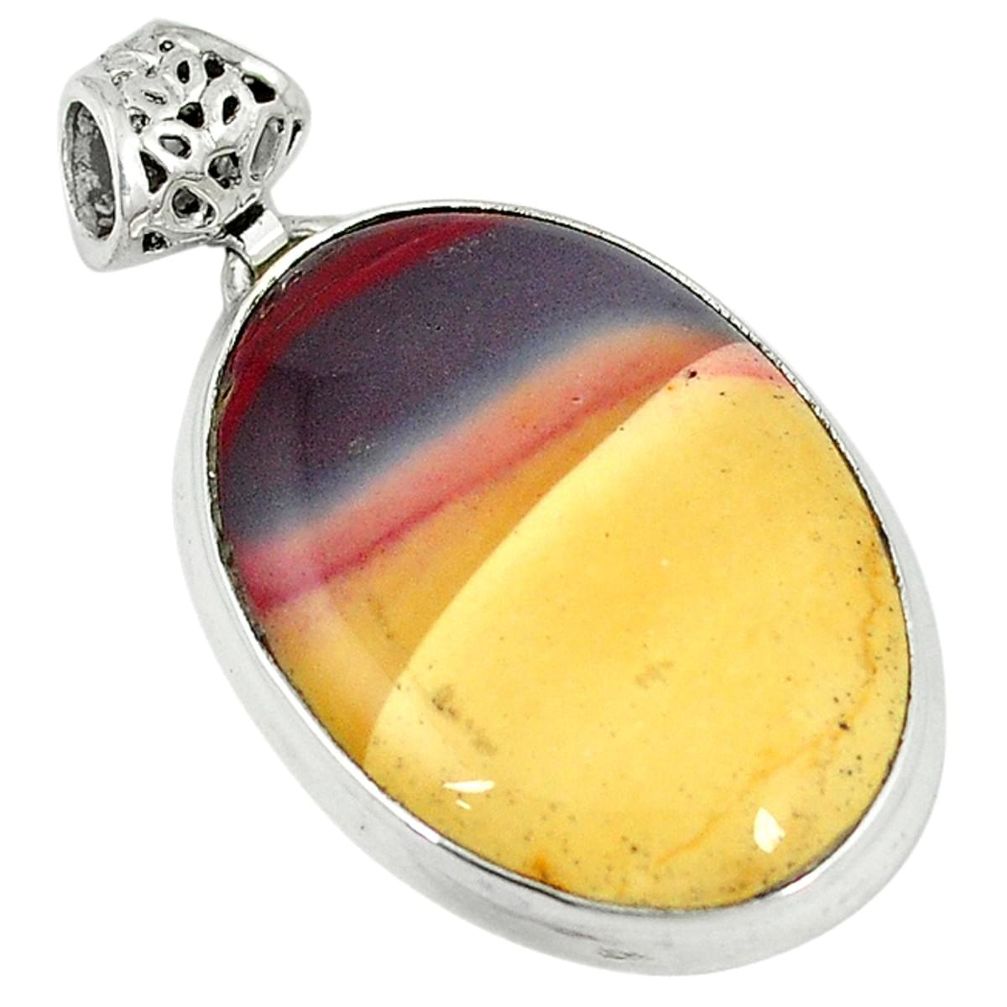 Natural brown mookaite oval 925 sterling silver pendant jewelry d5742
