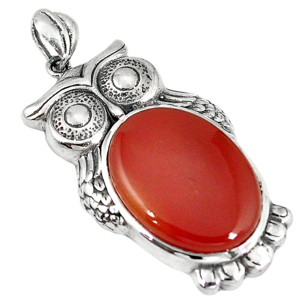 925 sterling silver natural honey onyx oval shape owl pendant jewelry d5896