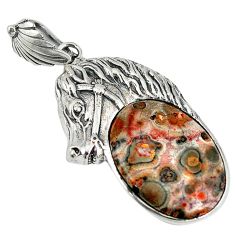ver natural red birds eye oval horse pendant jewelry d5899