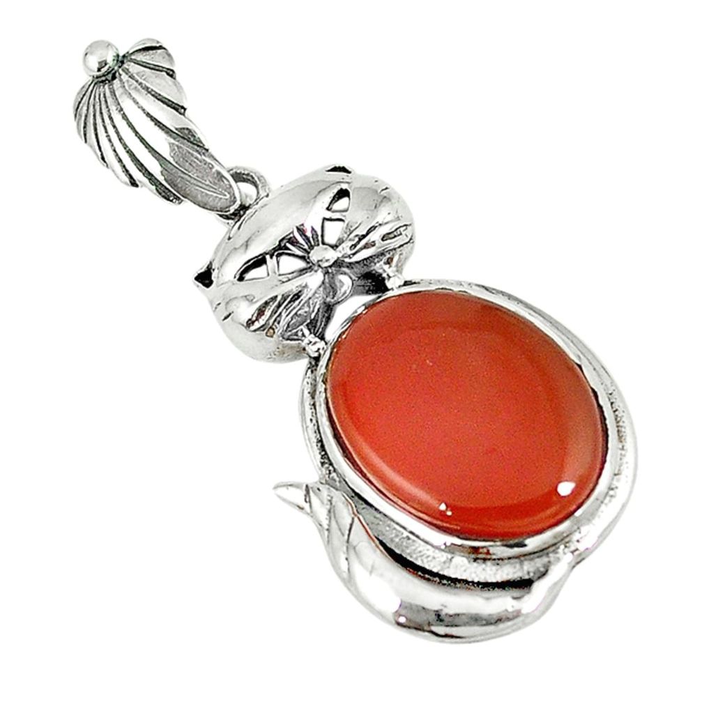 Natural honey onyx oval 925 sterling silver cat pendant jewelry d5918