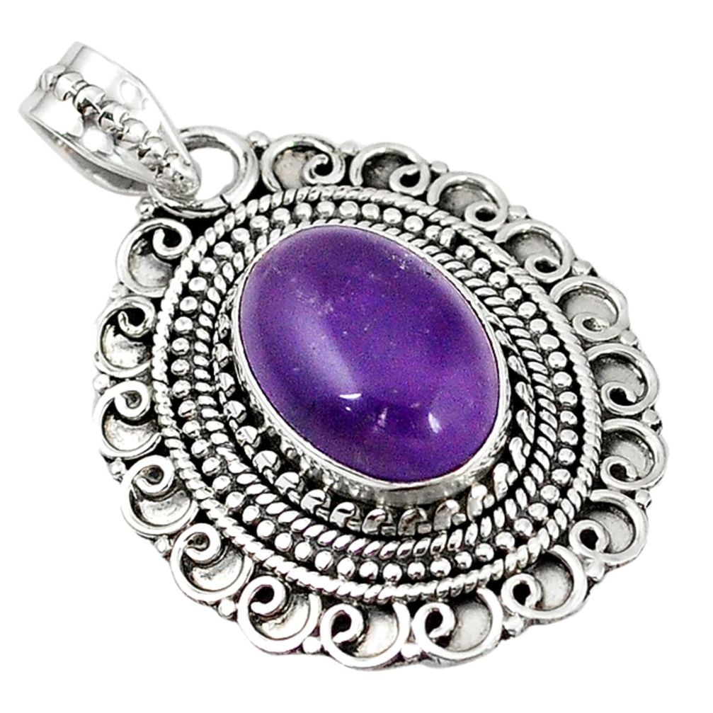 Natural purple amethyst 925 sterling silver pendant jewelry d7249