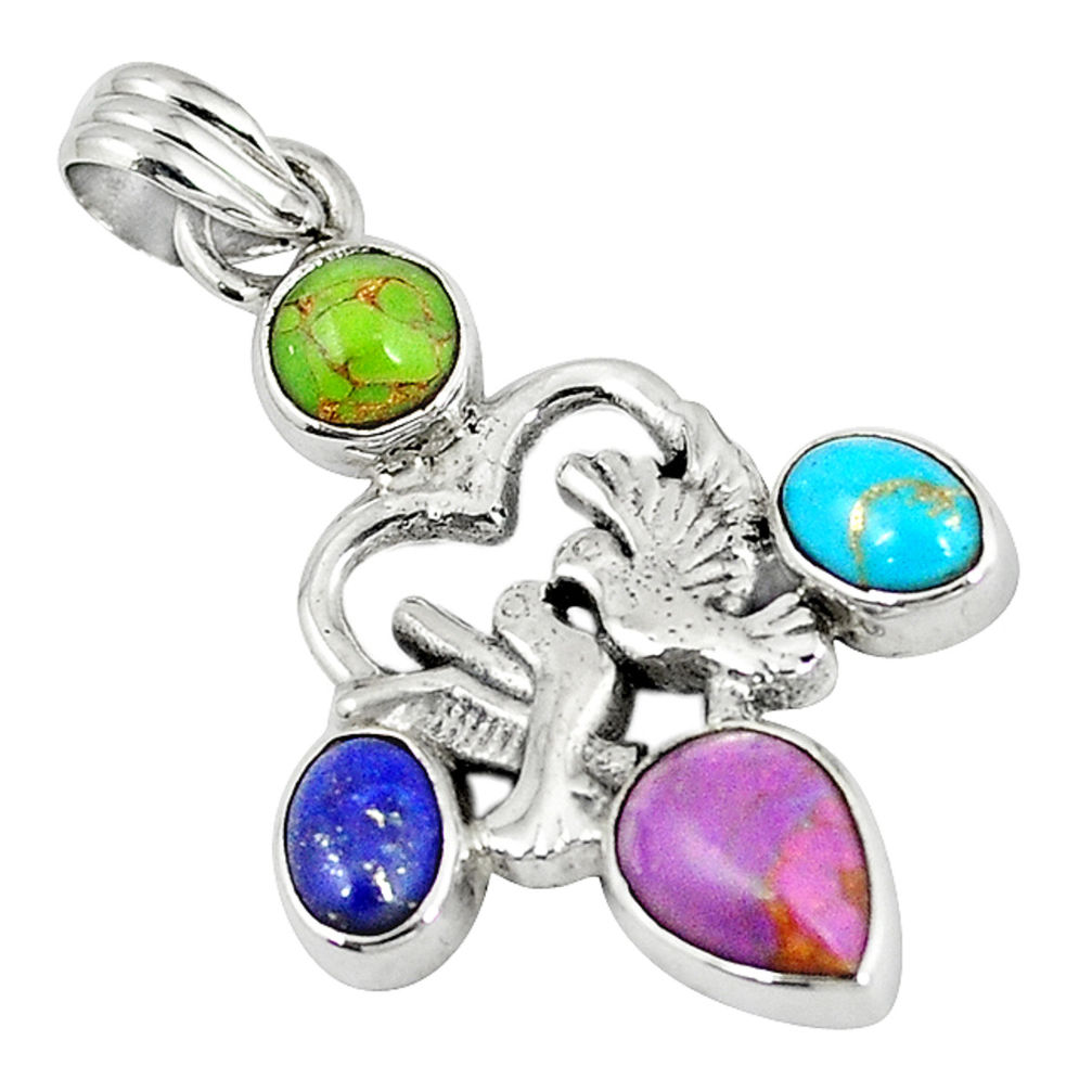 turquoise 925 silver love birds pendant d7338