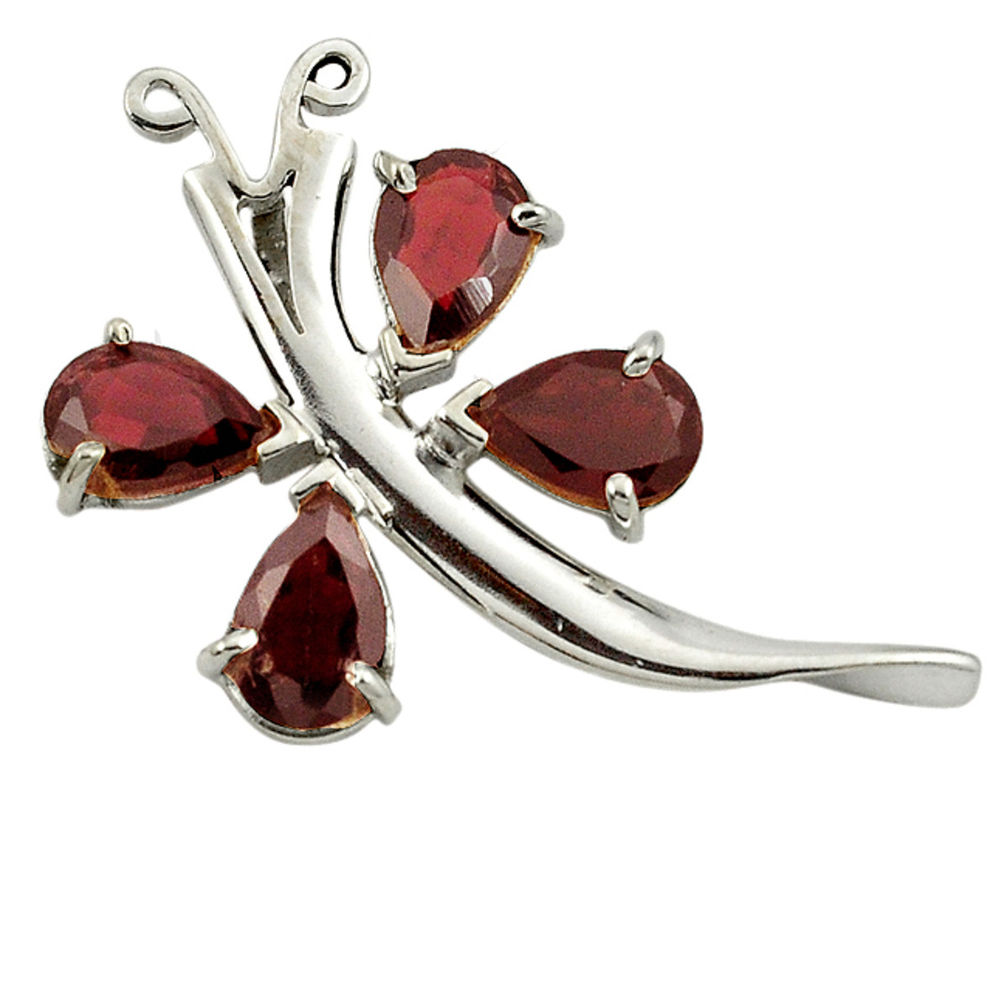 Natural red garnet pear shape 925 sterling silver pendant jewelry d7410