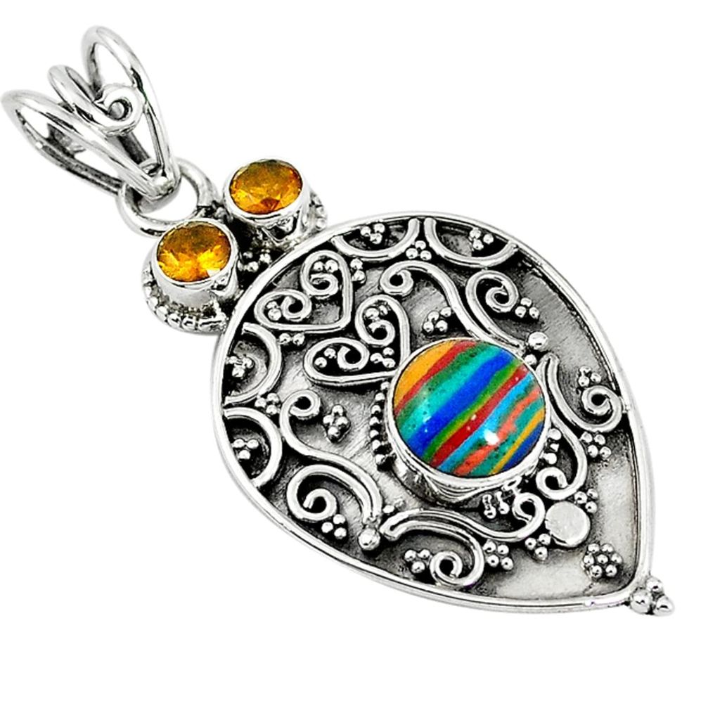 al multi color rainbow calsilica citrine pendant jewelry d7568