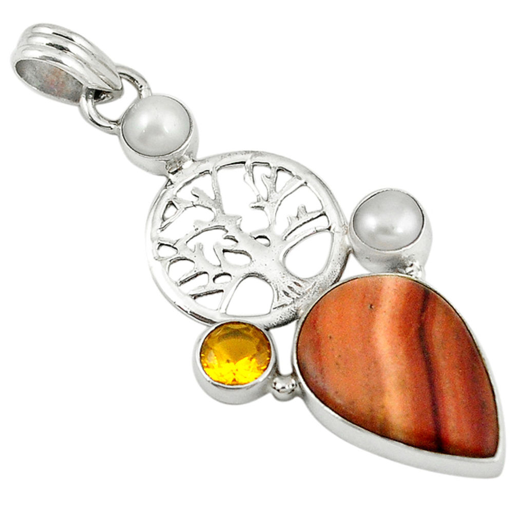 ve rolling hills dolomite citrine 925 silver pendant d7687