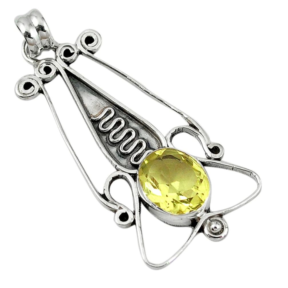 Natural lemon topaz oval shape 925 sterling silver pendant jewelry d7702