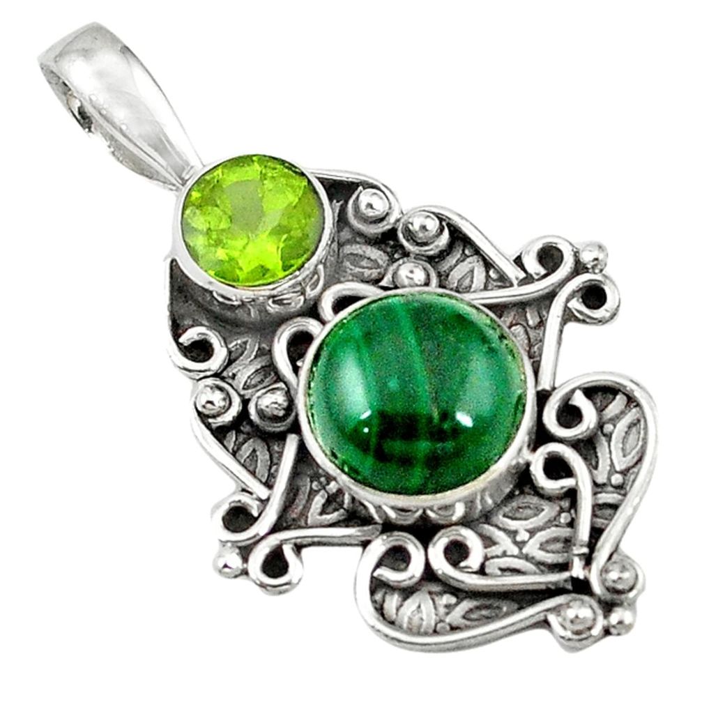 lachite (pilot's stone) peridot 925 silver pendant jewelry d7777