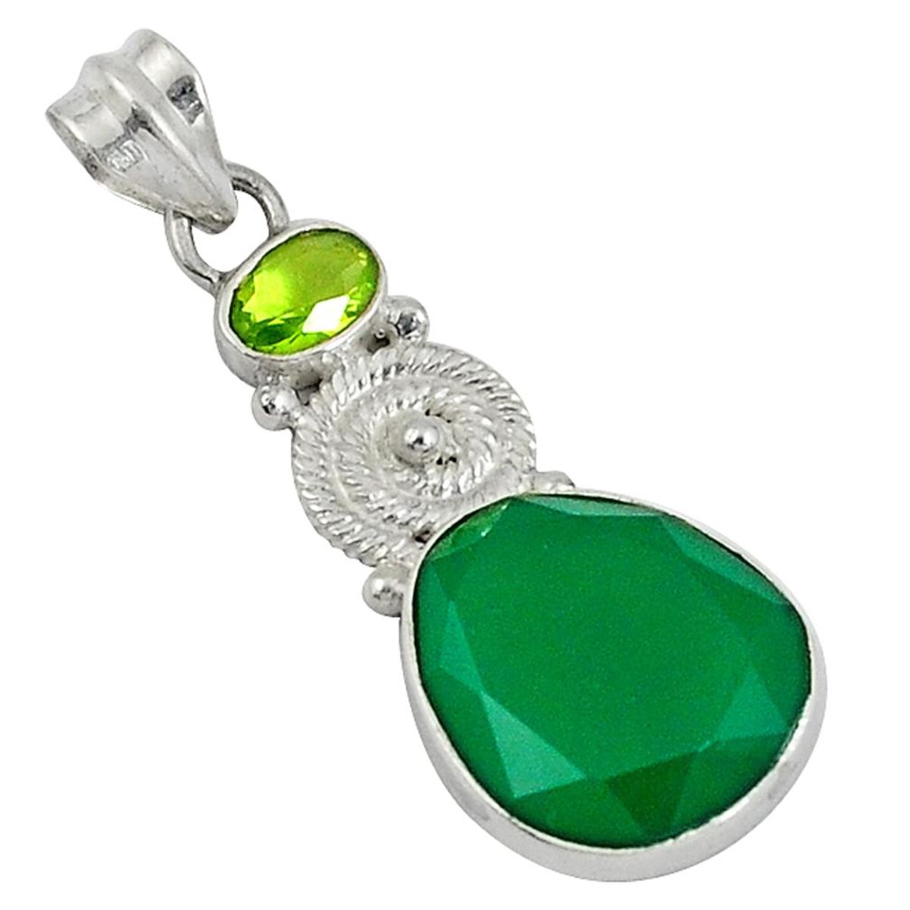 alcedony peridot 925 sterling silver pendant jewelry d8107