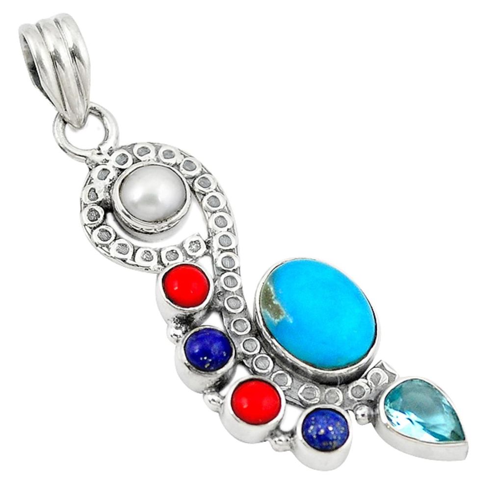 e arizona mohave turquoise pearl topaz 925 silver pendant d8206