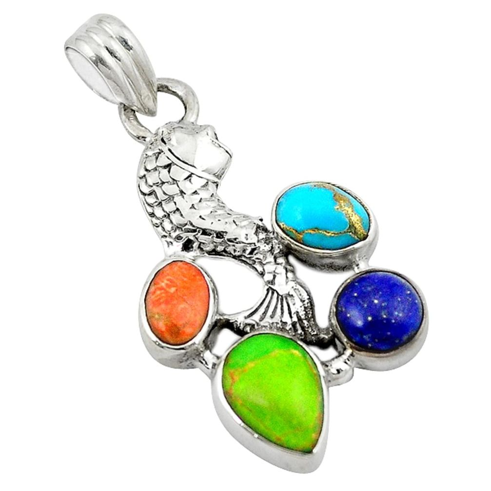 turquoise 925 silver fish pendant d8218