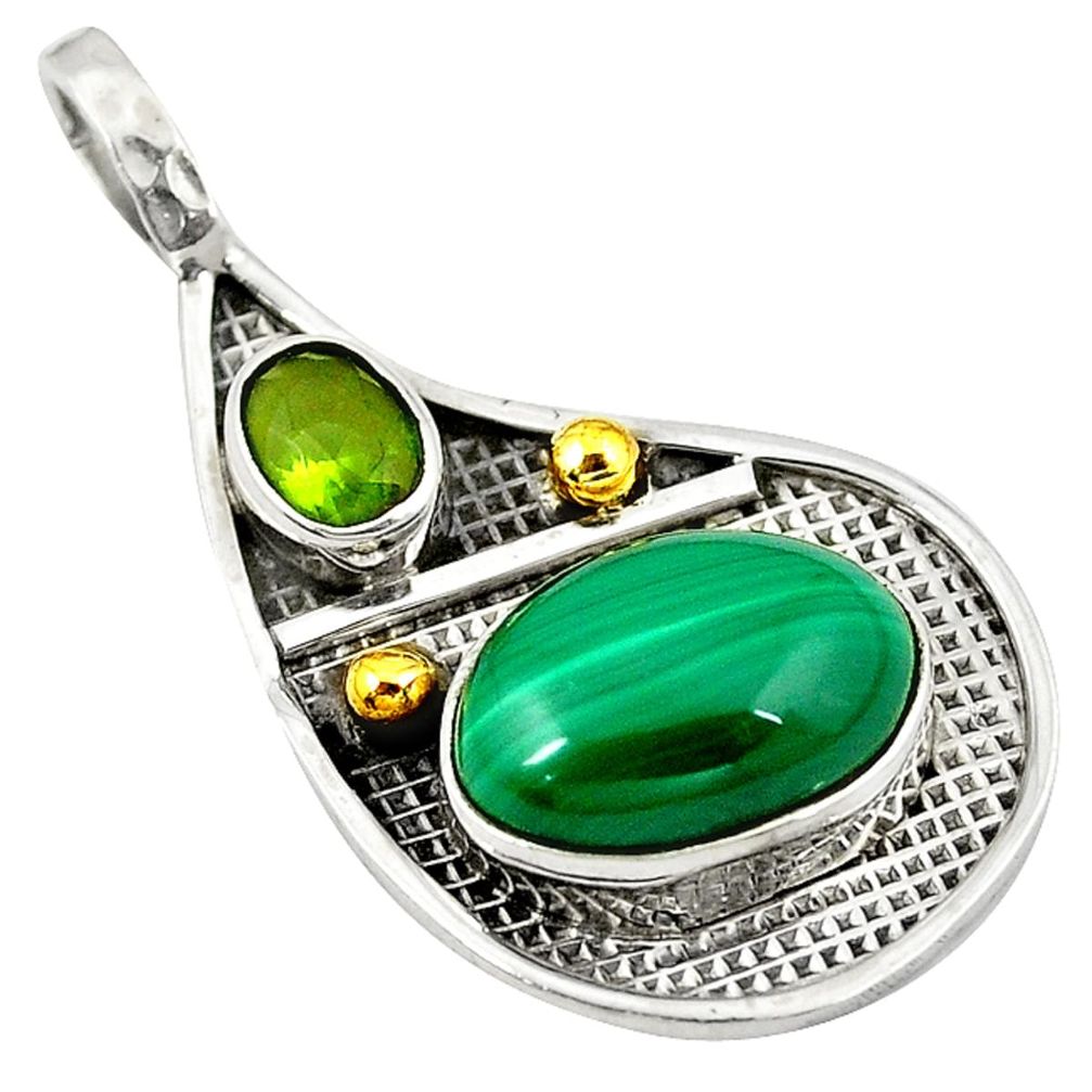 lachite (pilot's stone) peridot 925 silver pendant d8272