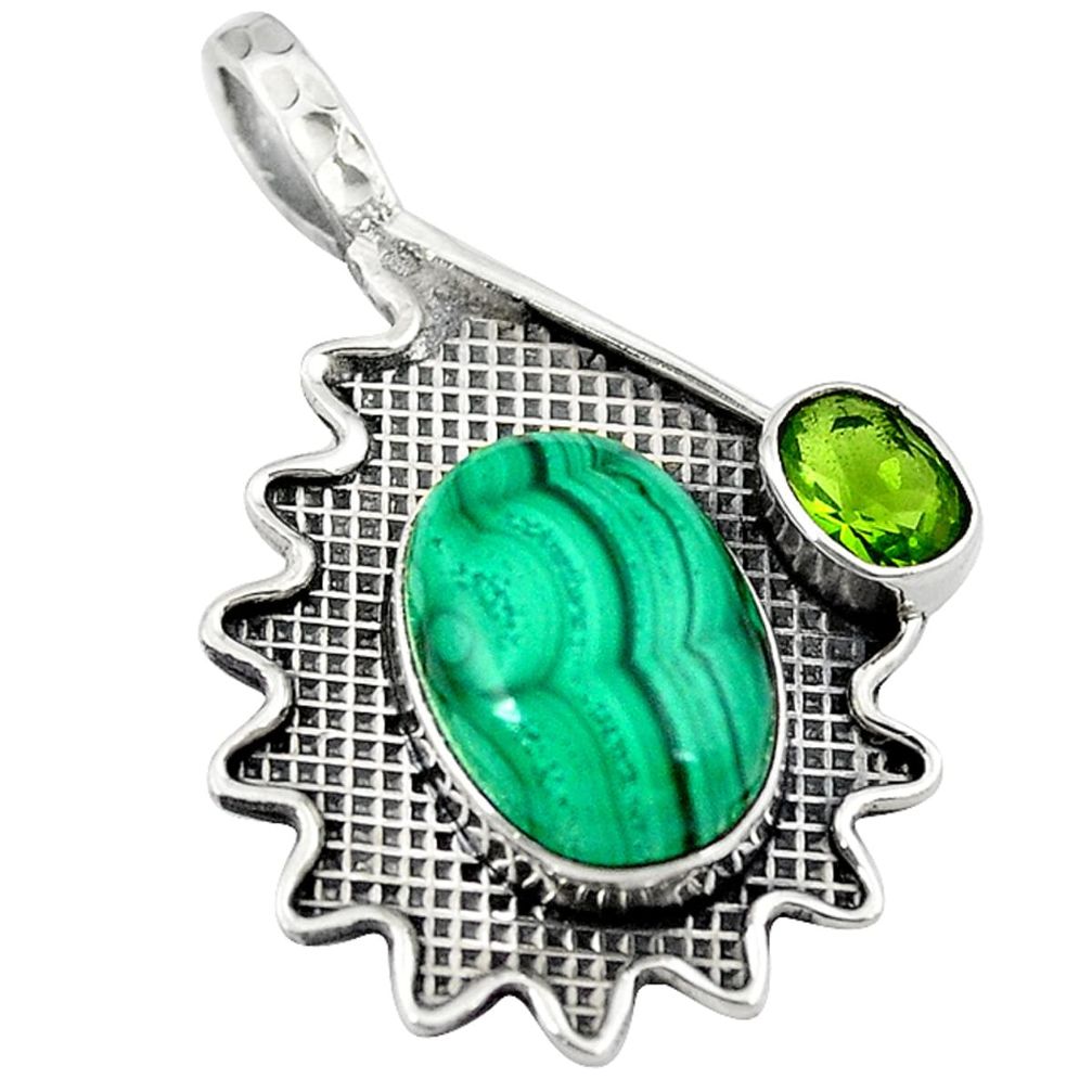 al green malachite (pilot's stone) peridot pendant jewelry d8275