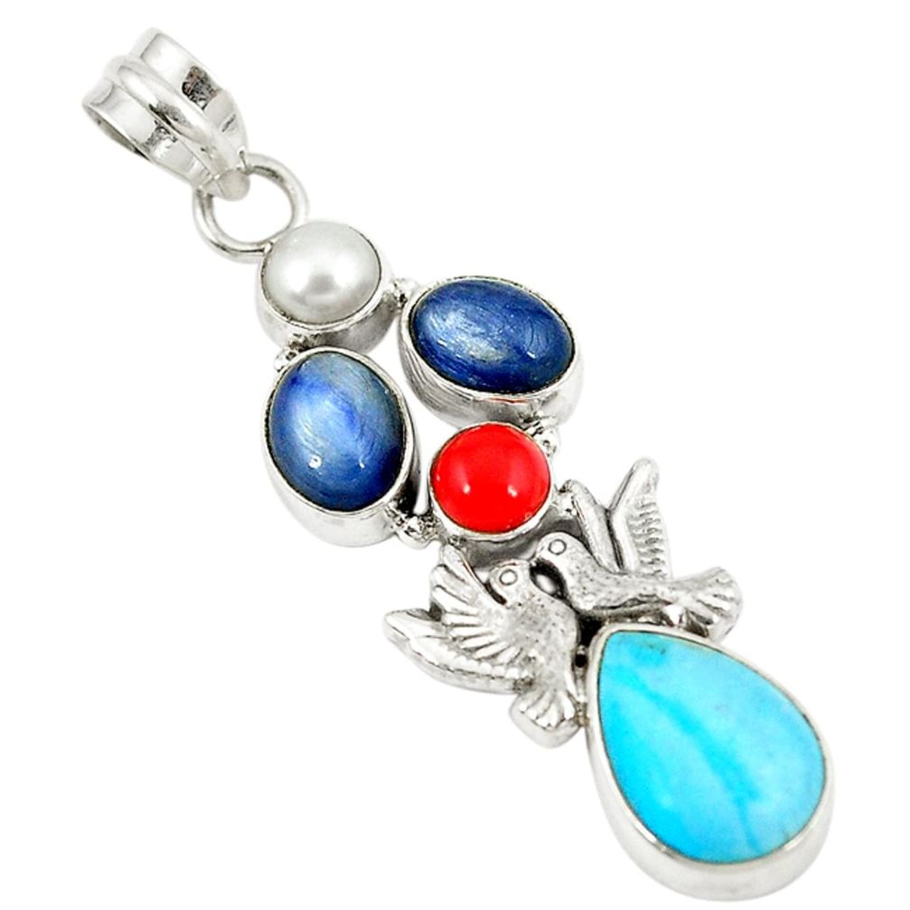 auty turquoise pearl 925 silver love birds pendant d8381