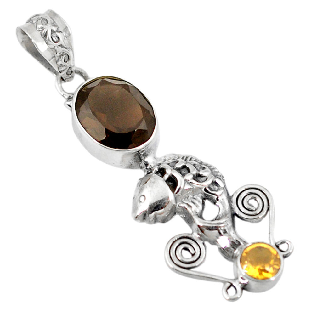 z yellow citrine 925 sterling silver fish pendant jewelry d8402