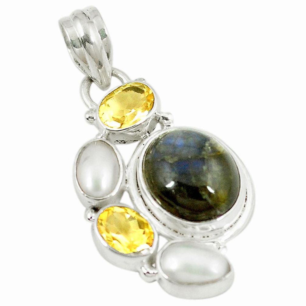  labradorite citrine pearl pendant d8493