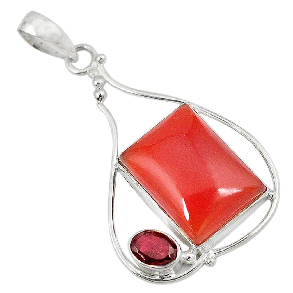 yx red garnet 925 sterling silver pendant jewelry d8597