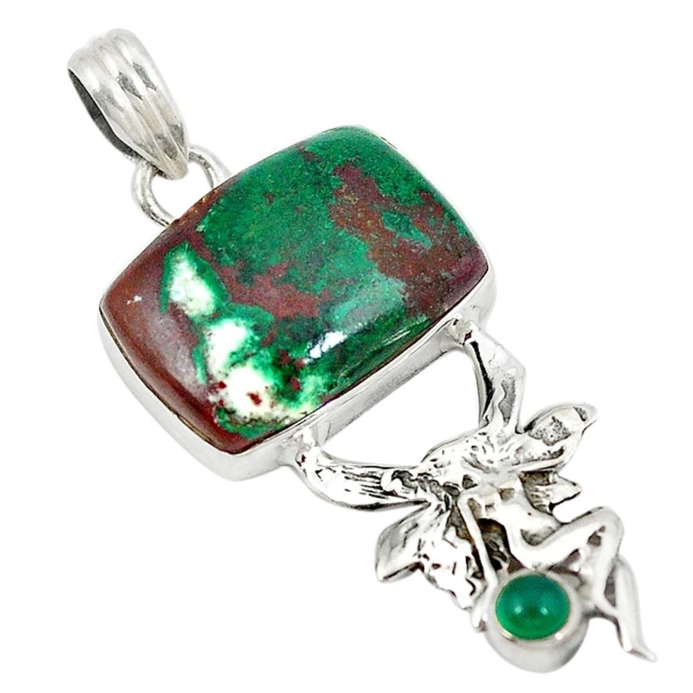 Sonora sunrise (cuprite chrysocolla) 925 silver angel wings fairy pendant d8640