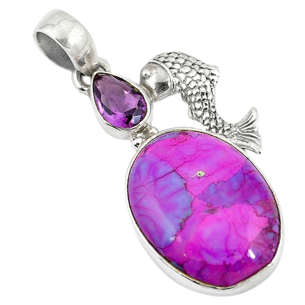 r turquoise amethyst fish pendant d9153