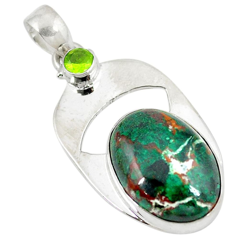 cuprite chrysocolla) peridot 925 silver pendant jewelry d9203