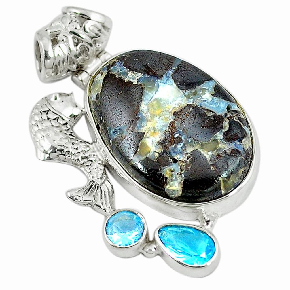 ver natural brown boulder opal topaz fish pendant jewelry d9244