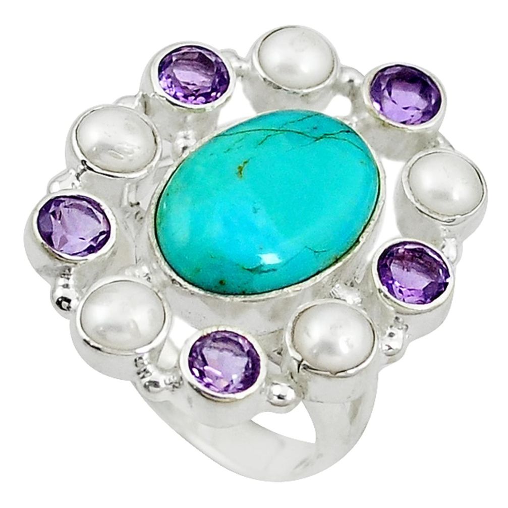 ethyst pearl 925 silver ring size 8.5 d10635