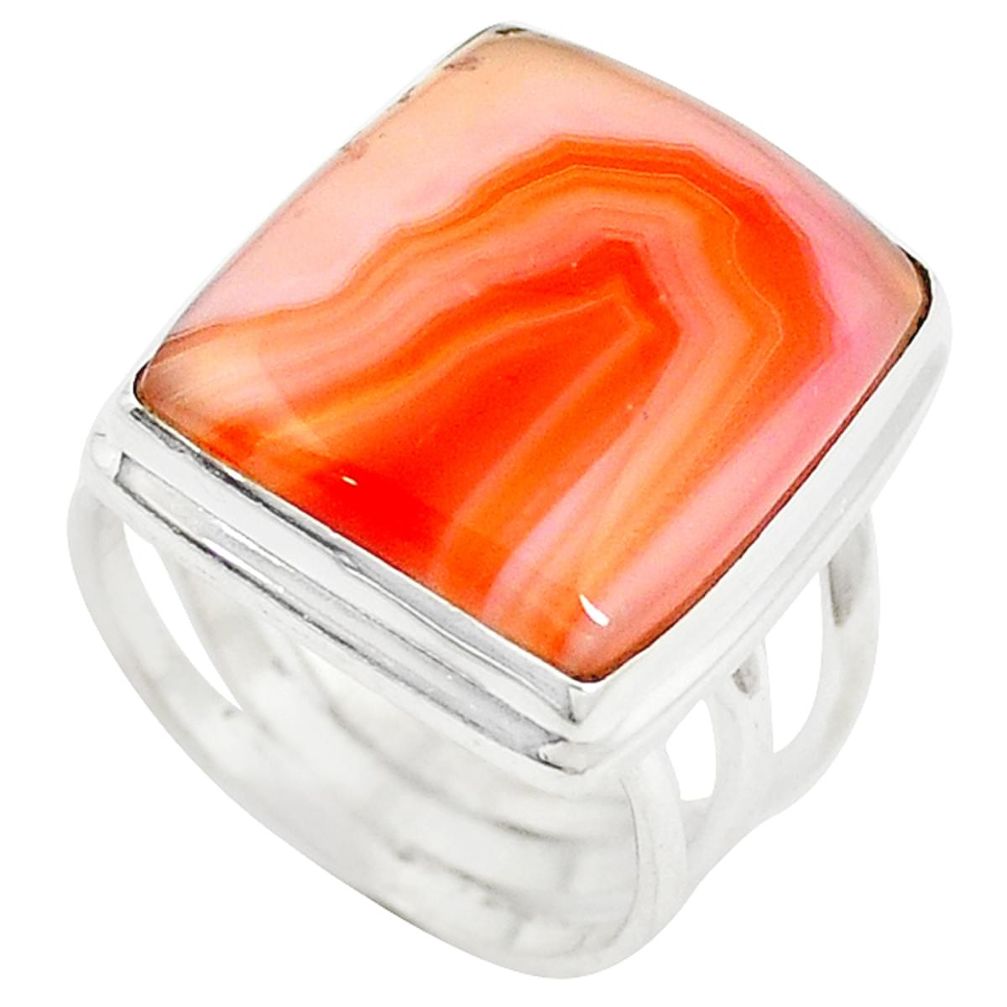 925 sterling silver natural orange botswana agate ring jewelry size 7 d10719