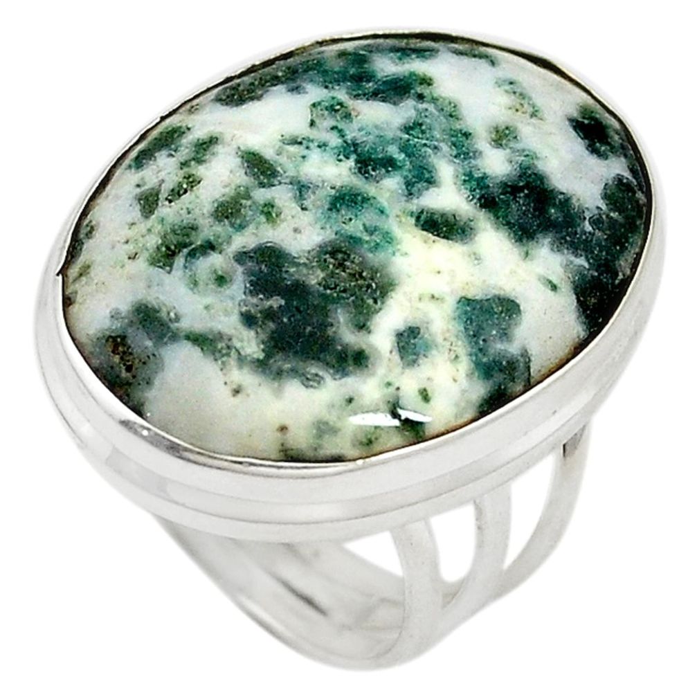 Natural white tree agate 925 sterling silver ring jewelry size 8 d10741