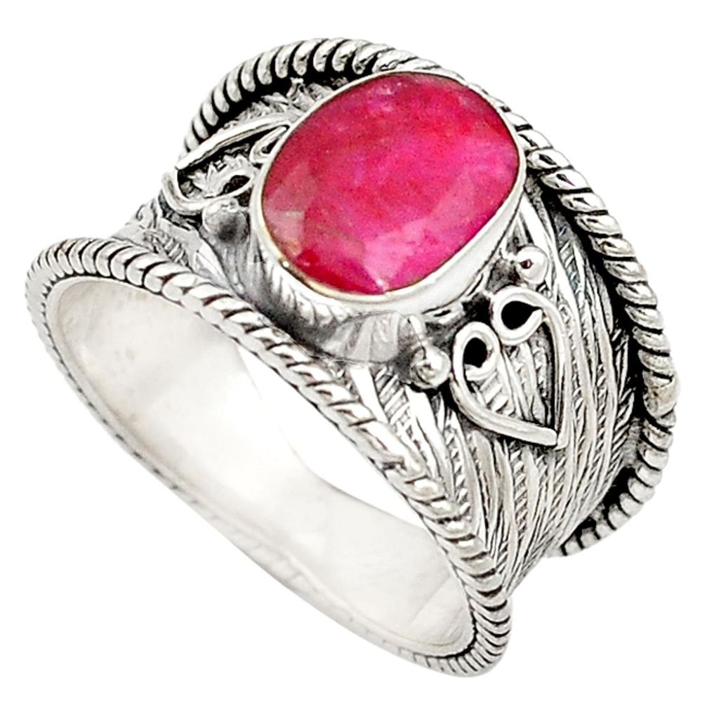 Red ruby quartz oval shape 925 sterling silver ring jewelry size 8.5 d10889