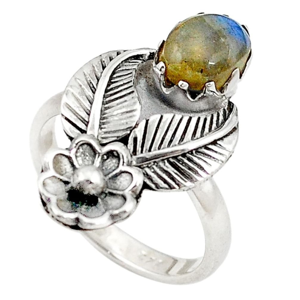 Natural blue labradorite 925 sterling silver ring jewelry size 8 d10907