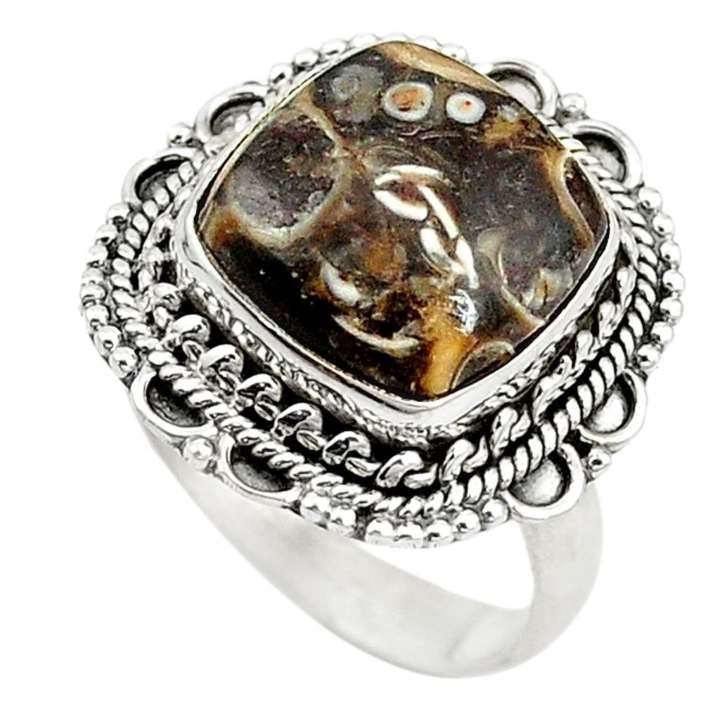 rritella fossil snail agate 925 silver ring size 8 d11098