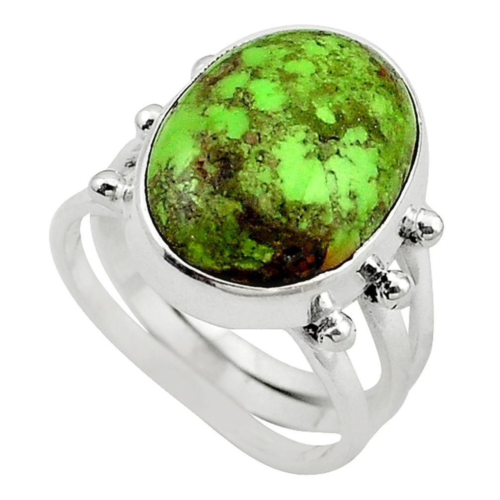 Natural green sea sediment jasper 925 silver ring size 6.5 d13235