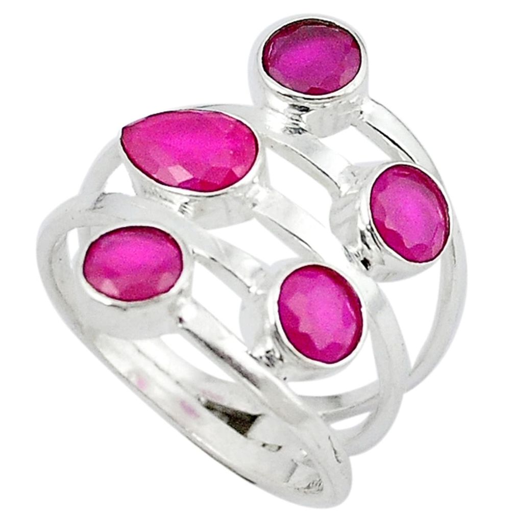 Red ruby quartz 925 sterling silver ring jewelry size 7.5 d13749