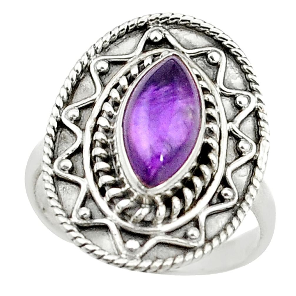 Natural purple amethyst 925 sterling silver ring jewelry size 8 d14288