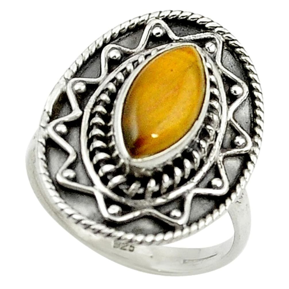 Natural brown tiger's eye 925 sterling silver ring jewelry size 7 d14303