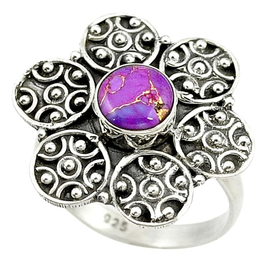 Purple copper turquoise 925 sterling silver ring jewelry size 9 d14320