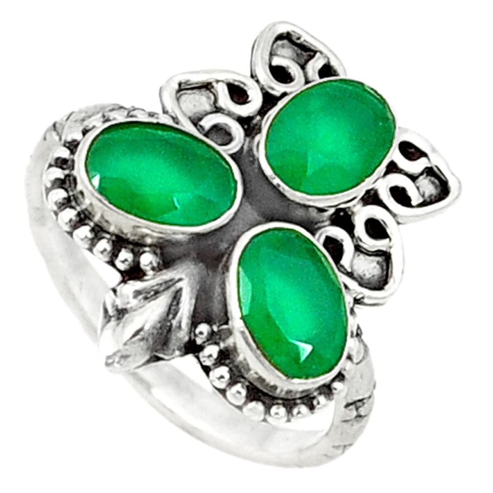 Green emerald quartz 925 sterling silver ring jewelry size 7.5 d1525