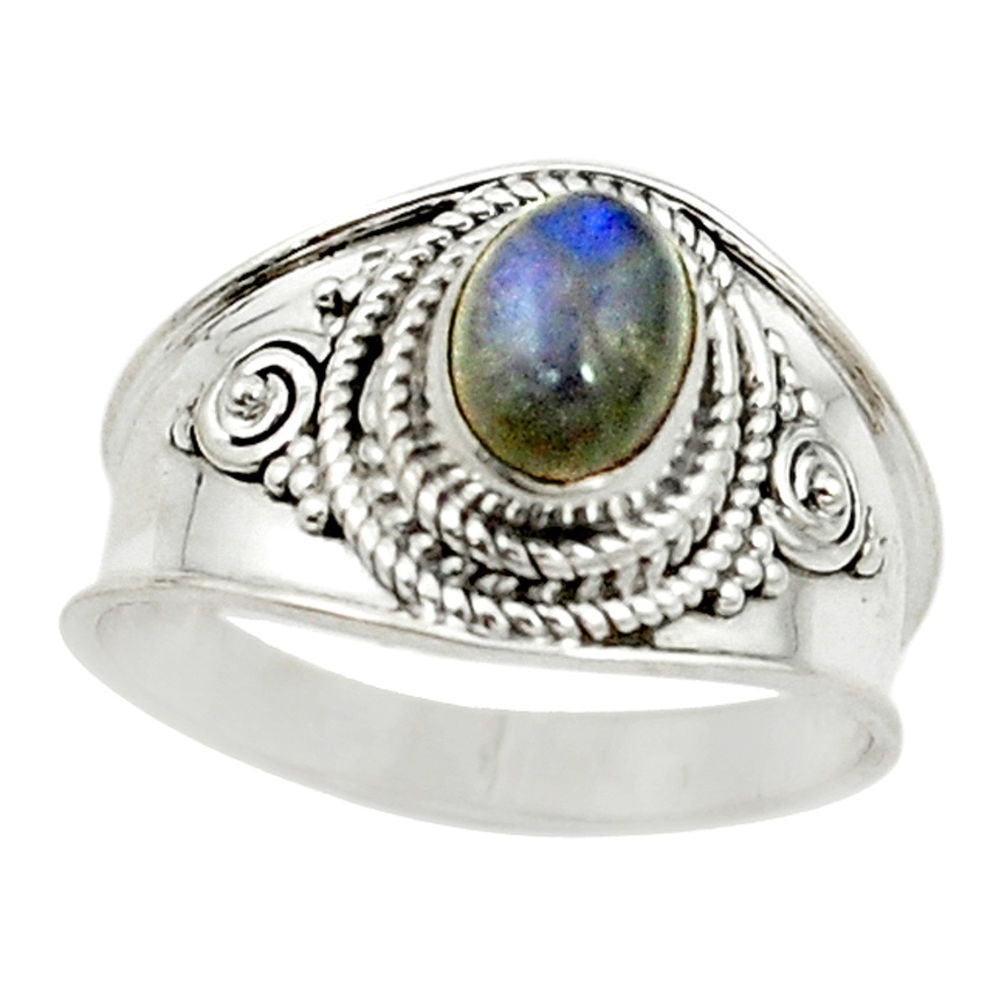 Natural blue labradorite 925 sterling silver ring jewelry size 8 d15295