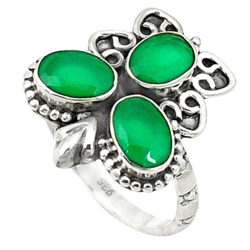 Green emerald quartz 925 sterling silver ring jewelry size 8 d1530