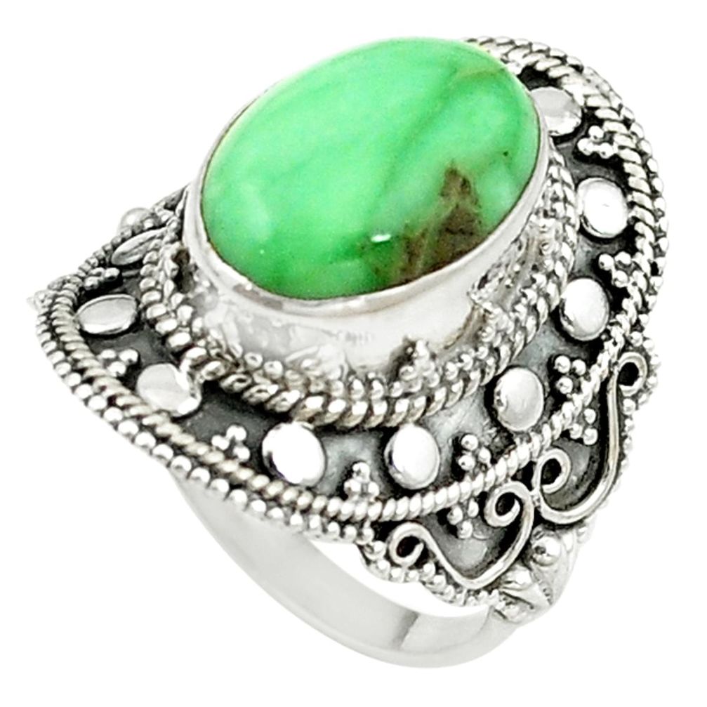 Natural green variscite 925 sterling silver ring jewelry size 8 d15307