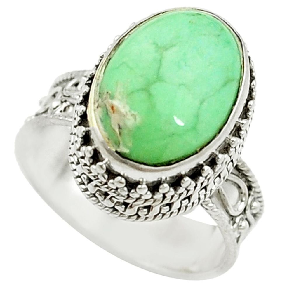 Natural green variscite 925 sterling silver ring jewelry size 7 d15314