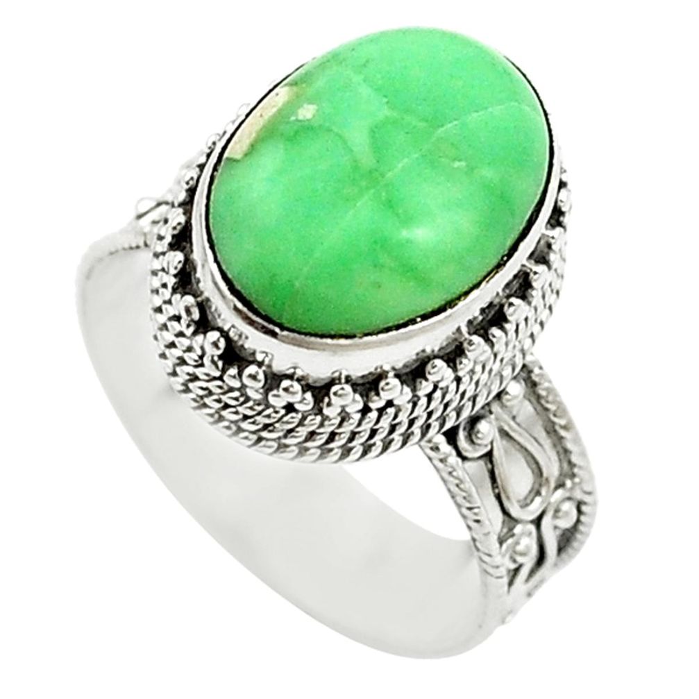 Natural green variscite 925 sterling silver ring jewelry size 8 d15318