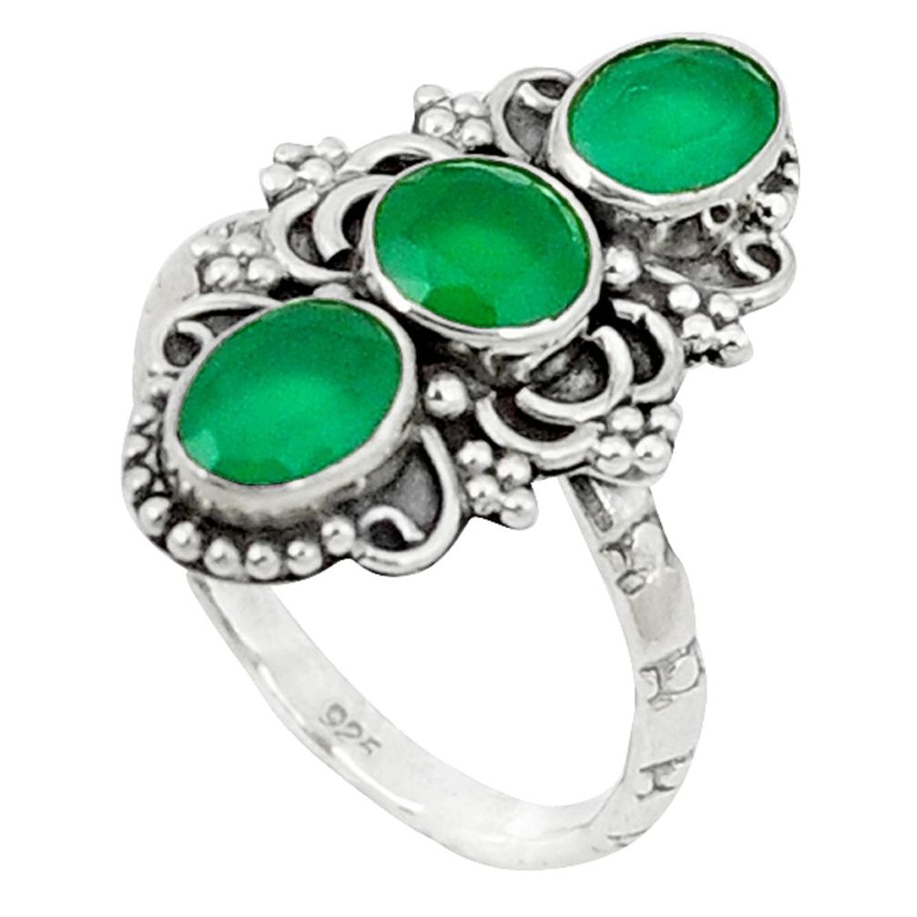Green emerald quartz 925 sterling silver ring jewelry size 8 d1537