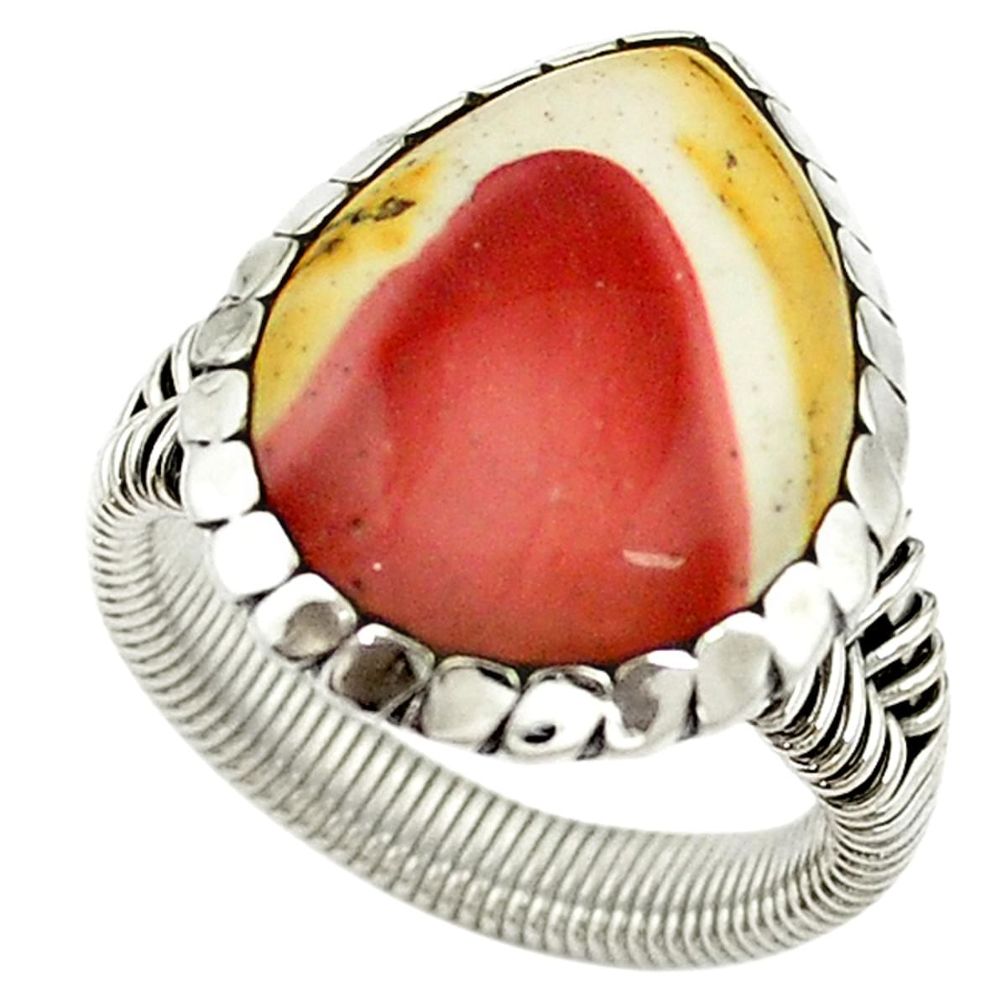 Natural brown mookaite 925 sterling silver ring jewelry size 8 d15394