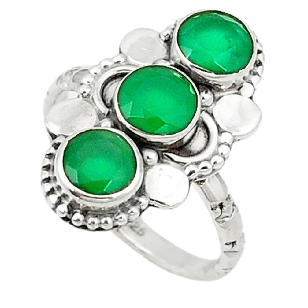 925 sterling silver green emerald quartz ring jewelry size 7 d1628
