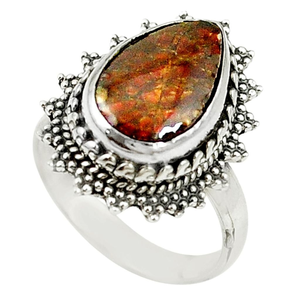Natural multi color ammolite (canadian) 925 silver ring jewelry size 7 d16965