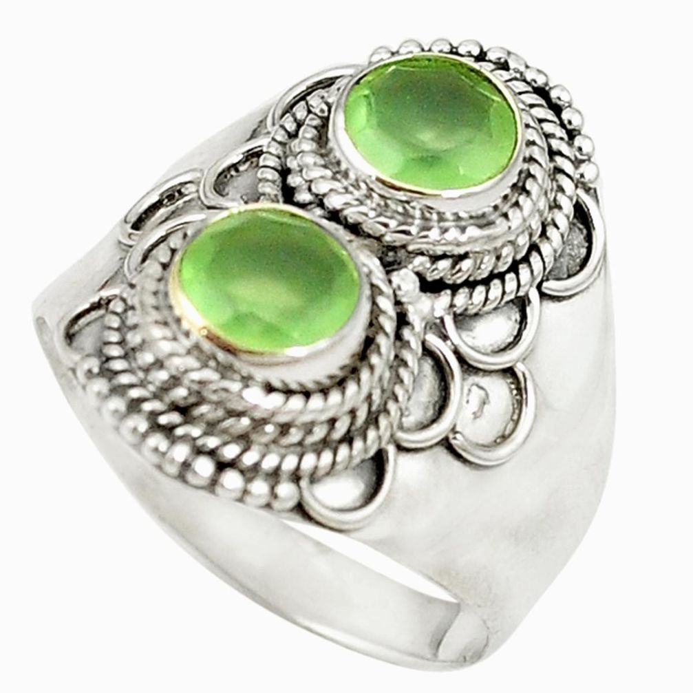 Natural green prehnite 925 sterling silver ring jewelry size 9 d17200