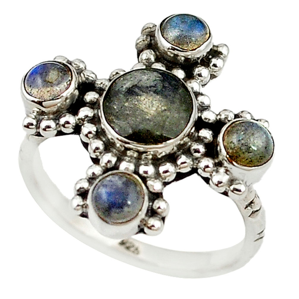 Natural blue labradorite 925 sterling silver ring jewelry size 8.5 d18322