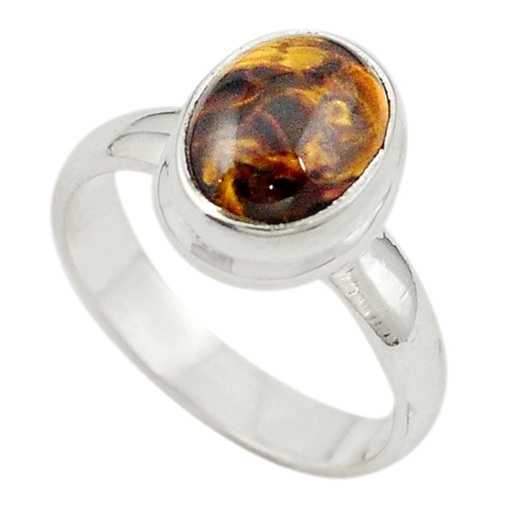 925 sterling silver natural brown pietersite (african) ring size 6 d18924